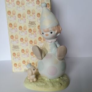Precious Moments Clown Dog Child Nursery Vintage Collectible Porcelain Figurine